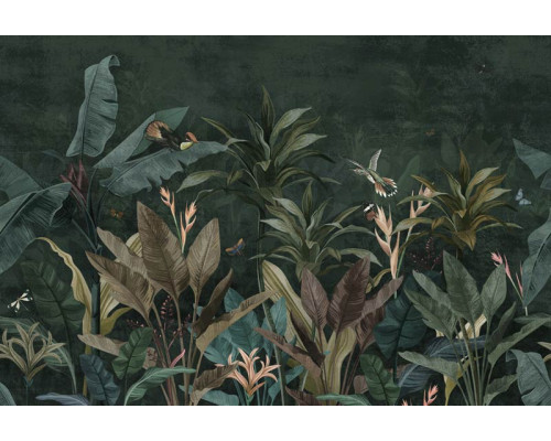 Botanische Dschungelpflanzen mit einem Hauch von Vintage, dargestellt auf dieser tropischen Fototapete.