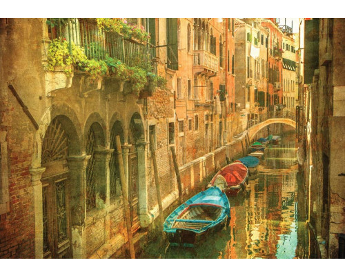 Venedig Malerei Fototapete mit Gondeln und Kanälen, künstlerisch und stimmungsvoll.