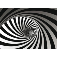Ein 3D Fototapet von einem schwarz-weißen Spiraltornado.