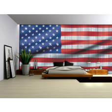 Eine Fototapete mit der amerikanischen Flagge für das Schlafzimmer.