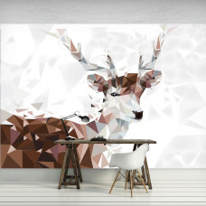 Eine Tapete mit einem abstrakten Hirsch als Fototapete für das Büro.