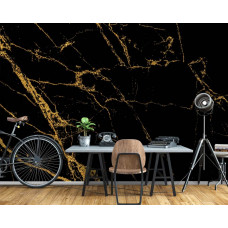 Eine moderne Fototapete im industriellen Gold- und Schwarzmarmor-Stil, perfekt für ein Büro.