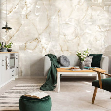 Eine moderne Fototapete mit einer Marmorwand im Industriedesign, ideal für ein Wohnzimmer.