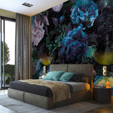 Eine malerische Tapete mit Blumen im Kunststil auf dem Display im Schlafzimmer und Wohnzimmer.
