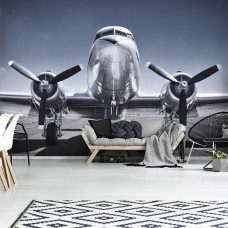 Fototapete eines Flugzeugpropellers im Wohnzimmer.