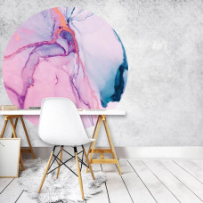 Ein Wandkreis mit abstrakter Marmorkunst, geeignet für ein ruhiges Schlafzimmer.