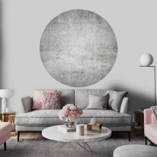 Ein Tapetenkreis, der eine Betonwand im Industriestil darstellt, die in einem Wohnzimmer zu sehen ist.