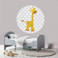 Giraffe auf einem Tapetenkreis für das Kinderzimmer.