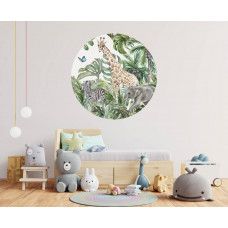 Ein Tapetenkreis mit Dschungelabenteuertieren, ideal für ein Kinderzimmer.