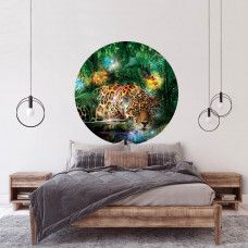 Dschungel-Leopard-Tapete Kreis für Schlafzimmer.