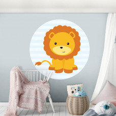 Tapetenkreis mit einem Löwen für das Babyzimmer und Kinderzimmer.