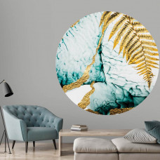 Ein eleganter Wandkreis mit Marmor- und Golddetails, ideal für ein Büro.