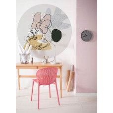 Ein Tapetenkreis mit Minnie Mouse im Line-Art-Stil, Disney-Thema, sichtbar in einem Kinderzimmer.