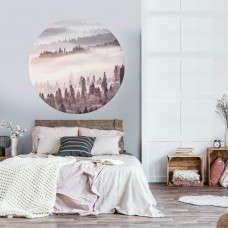 Ein Wandkreis mit einem mystischen Wald und Nebel, geeignet sowohl für ein Wohnzimmer als auch für ein Schlafzimmer.