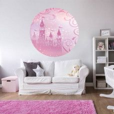 Märchenschloss in Rosa für Kinder auf einem Tapetenkreis.