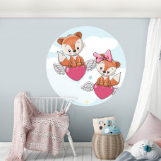 Kinderzimmer Tapetenkreis mit Teddybären und Herzen.