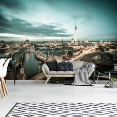 Eine Fototapete von Berlin, der deutschen Hauptstadt, mit Blick für das Wohnzimmer.