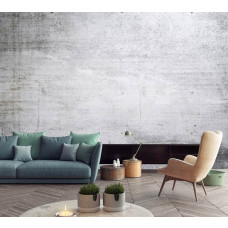 Eine industrielle Fototapete mit einer Betonwand für das Wohnzimmer.