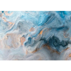 Eine Vliestapete mit blauen Marmormustern in einem modernen Design, geeignet für ein Schlafzimmer.