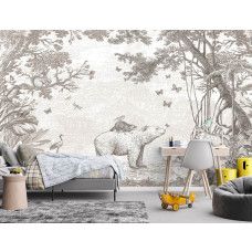 sanfte Taupe-Töne und ein detaillierter Druck im Spielzimmer.