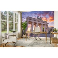 Fototapete Brandenburger Tor im warmen Abendlicht im Büro mit ikonischer Architektur und professioneller Ausstrahlung.