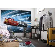 Eine Disney Cars 3 Fototapete mit einer Simulationsszene für das Kinderzimmer.