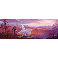 Frozen-Fototapete mit Panoramablick auf das gefrorene Königreich Arendelle, ideal für ein Kinderzimmer.