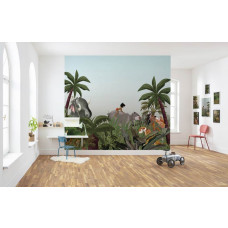 Eine Disney Dschungelbuch-Fototapete mit Baloo und Mowgli in einer bezaubernden Dschungelumgebung.