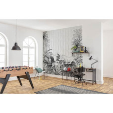 Eine Disney's Lion King Fototapete mit Simba und seinen Freunden im Kinderzimmer.