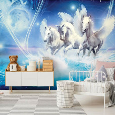 Eine Einhorn-Fototapete für das Mädchenzimmer.