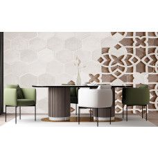 Fotobehang met 3D beton mandala ornament in bruin en beige