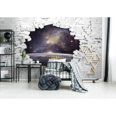 Eine Fototapete mit einem 3D-Effekt des Universums und des Weltalls für das Kinderzimmer.