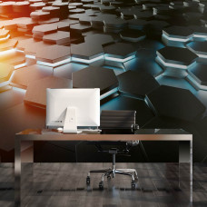 Eine 3D-Fototapete mit Gaming-Visuals, geeignet für ein Büro.