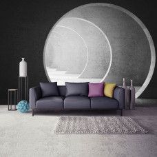 Eine Fototapete eines 3D-Flurs in einem Flur für das Wohnzimmer.