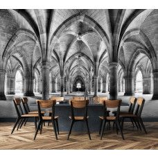 Fototapete eines 3D-Gebäudes mit Säulen für die Küche.