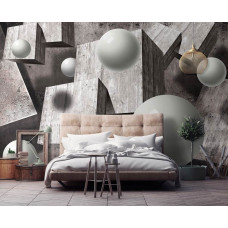 Eine Fototapete mit 3D geometrischen Formen im abstrakten Kunststil.