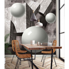 Eine Fototapete mit geometrischen Kunstformen in 3D für die Küche.