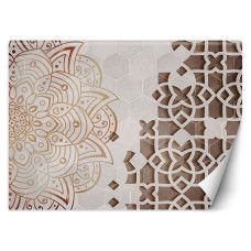 Fotobehang met 3D mandala ornament in warme bruine tinten