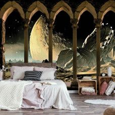 Eine Fototapete mit einer Raumansicht mit Säulen, geeignet für ein Kinderzimmer.