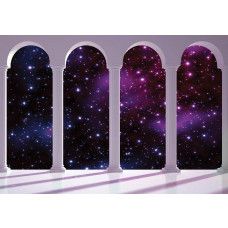 Fototapete von einem 3D-Blick auf Sterne und das Universum, mit einem futuristischen Design.