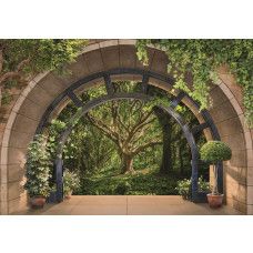 Fototapete von einem 3D-Blick auf einen träumerischen Baum in einem Wald, für eine fantasievolle Atmosphäre.