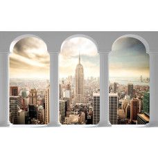 Fototapete mit einer 3D-Ansicht von New York mit Säulen, für eine urbane Atmosphäre.