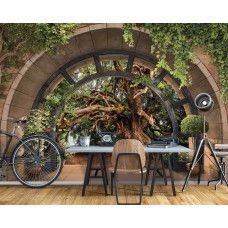 Eine Fototapete mit einem Märchenbaum in einem Fantasy-Design, geeignet für ein Büro.