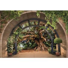 Fototapete mit einer 3D-Ansicht eines Märchenbaums, mit einem magischen Look.