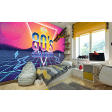 Eine Vliestapete im nostalgischen 80er-Jahre-Gamer-Look, ideal für ein Kinderzimmer.