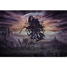 Fototapete von einem Skelett mit Alchemie und der Aufschrift 