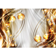 Bernsteinkunst und abstrakte Fototapete, die Gold und Silber für einen luxuriösen Look kombiniert.