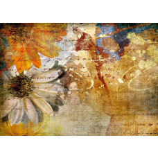 Ein Fototapet von einem abstrakten Blumen-Design.