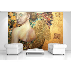 Eine Fototapete mit abstrakter Kunst einer Dame, ideal für Schlafzimmer und Wohnzimmer.