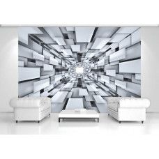 Fototapete mit abstraktem 3D-Tunnel für das Geschäftszimmer.